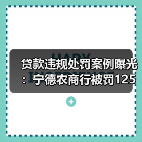 贷款违规处罚案例曝光:宁德农商行被罚125万 贷款违规处罚案例曝光:宁德农商行被罚125万
