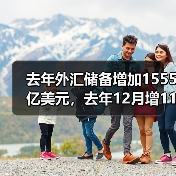 去年外汇储备增加1555亿美元,去年12月增115亿美元 去年外汇储备增加1555亿美元,去年12月增115亿美元