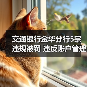 交通银行金华分行5宗违规被罚 违反账户管理规定等