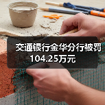交通银行金华分行被罚104.25万元