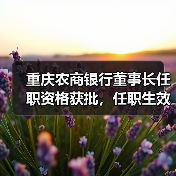 重庆农商银行董事长任职资格获批,任职生效 重庆农商银行董事长任职资格获批,任职生效